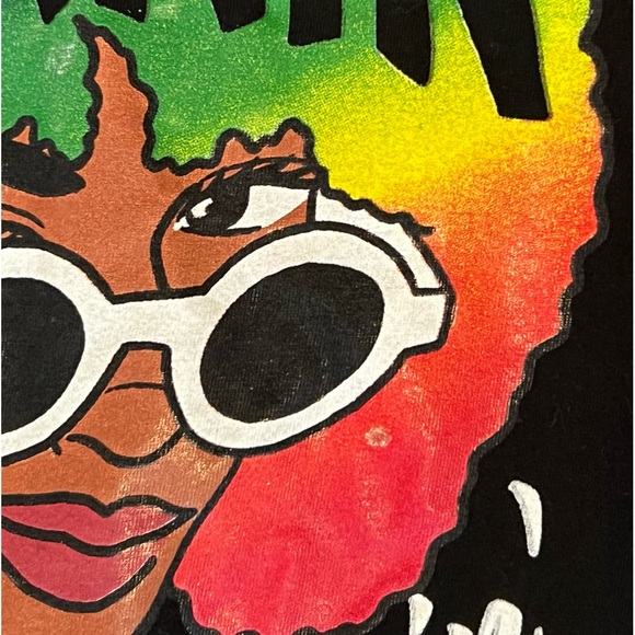 Black Tie-Front "Melanin Poppin" Graphic Tank Top Women's S - Picture 7 of 8